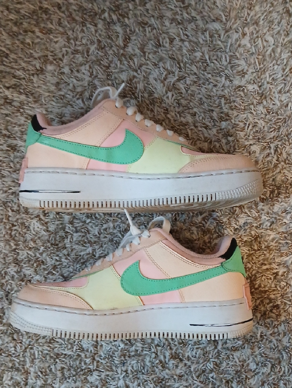 Nike Womens Air Force 1s Shadow Artic Punch Barley Volt 8.5 Low Tops